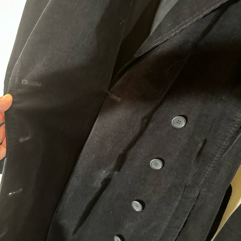 🦋Eileen Fisher Cotton Fine Corduroy Black Double Breasted Belted Jacket🦋 - Picture 8 of 11